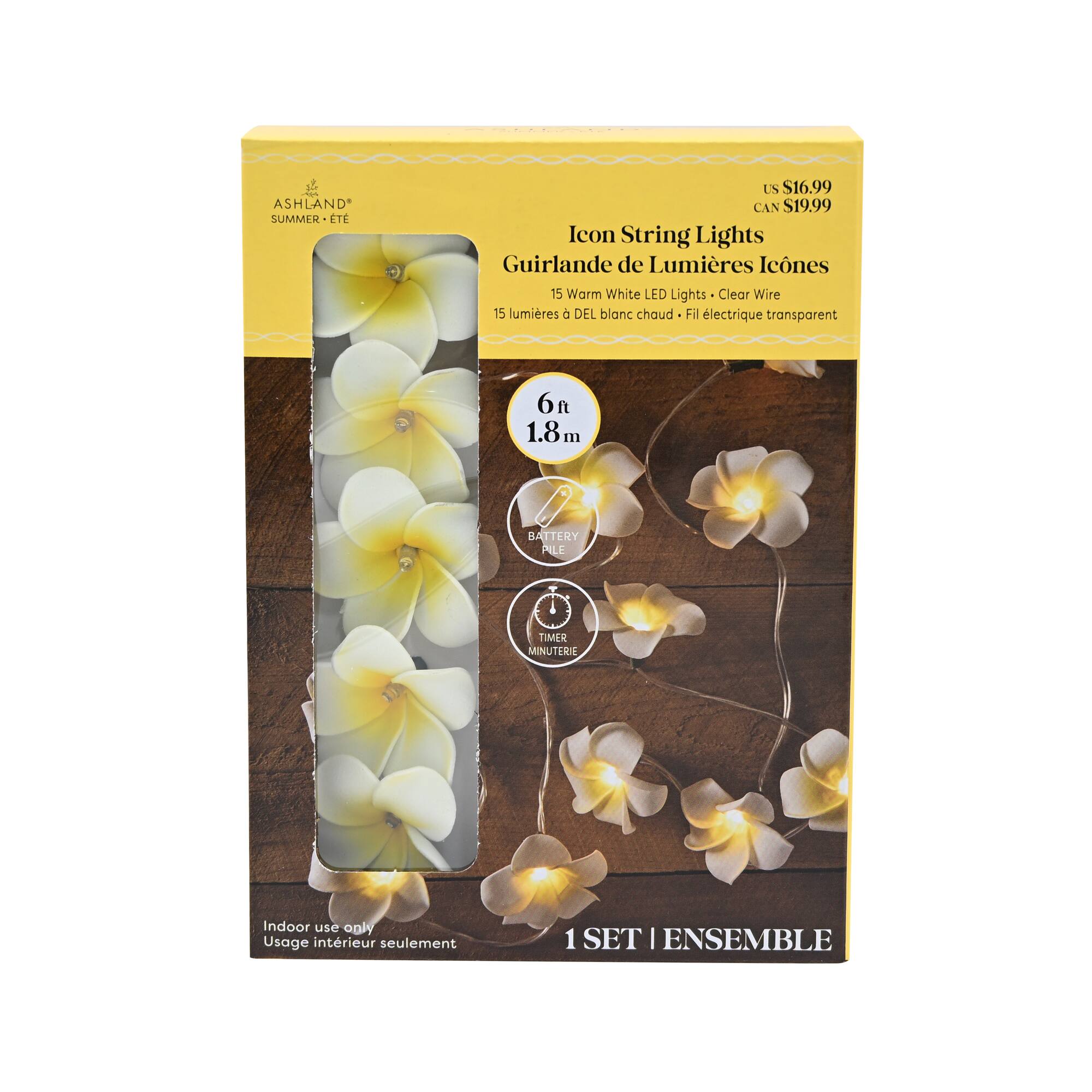15ct. Plumeria Icon LED String Lights by Ashland®